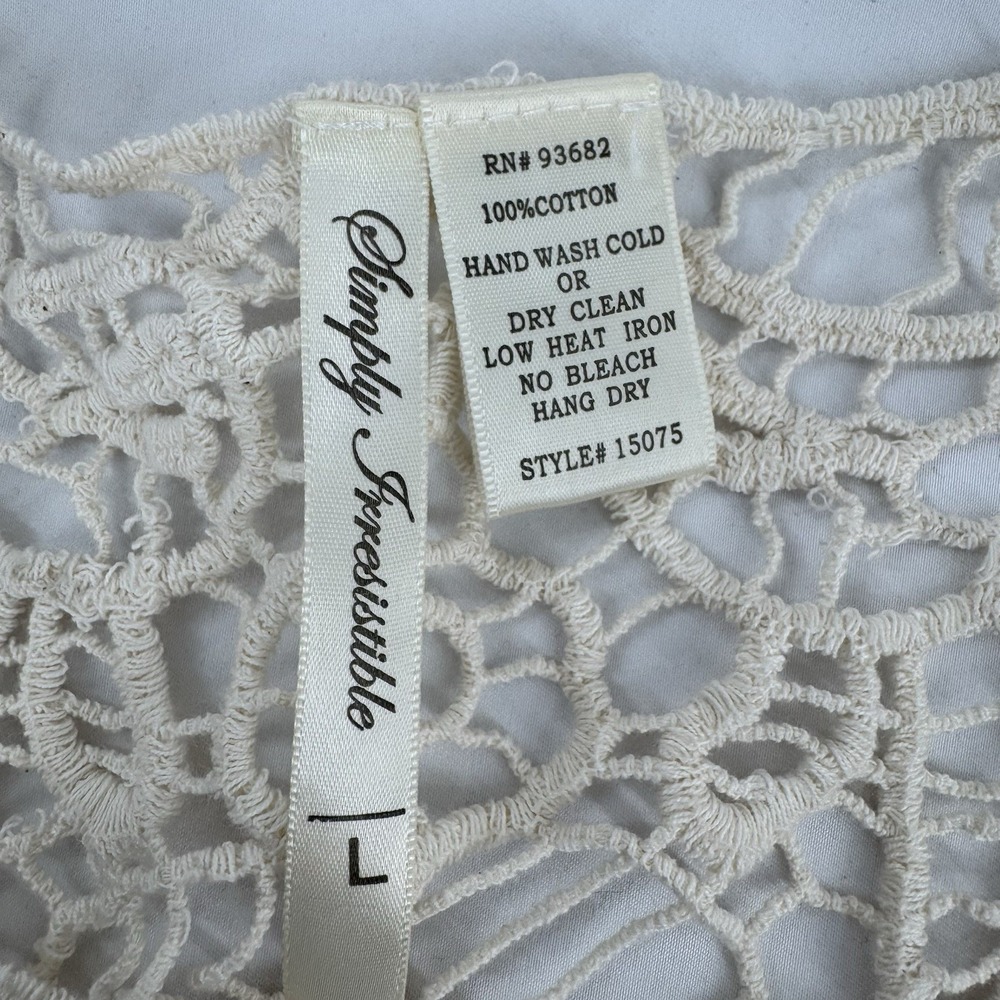 Boho Sheer Crochet Tunic Top L Country Cowgirl Rodeo Festival Layering Shabby - Picture 5 of 5